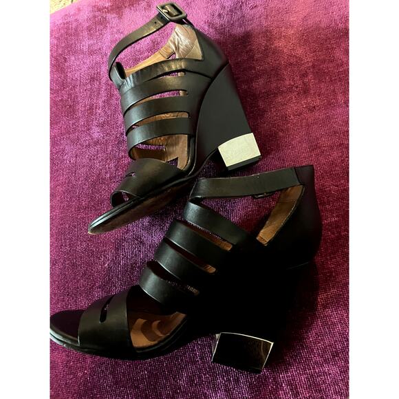 GIVENCHY Strappy Wedge Sandal w Metal Heel Size 7 Sexy Shoes LUXURY - Picture 2 of 10